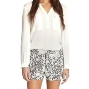 Joie Merci Animal Print Linen Tailored Shorts‎ Neutral Gray Beige Size 6